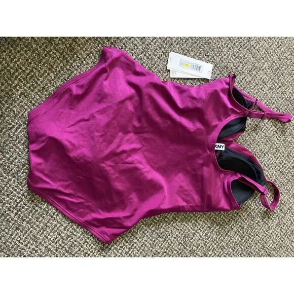 DKNY One Piece Womens Size Medium Swimsuit Padded Pink New With Tags - Picture 11 of 13